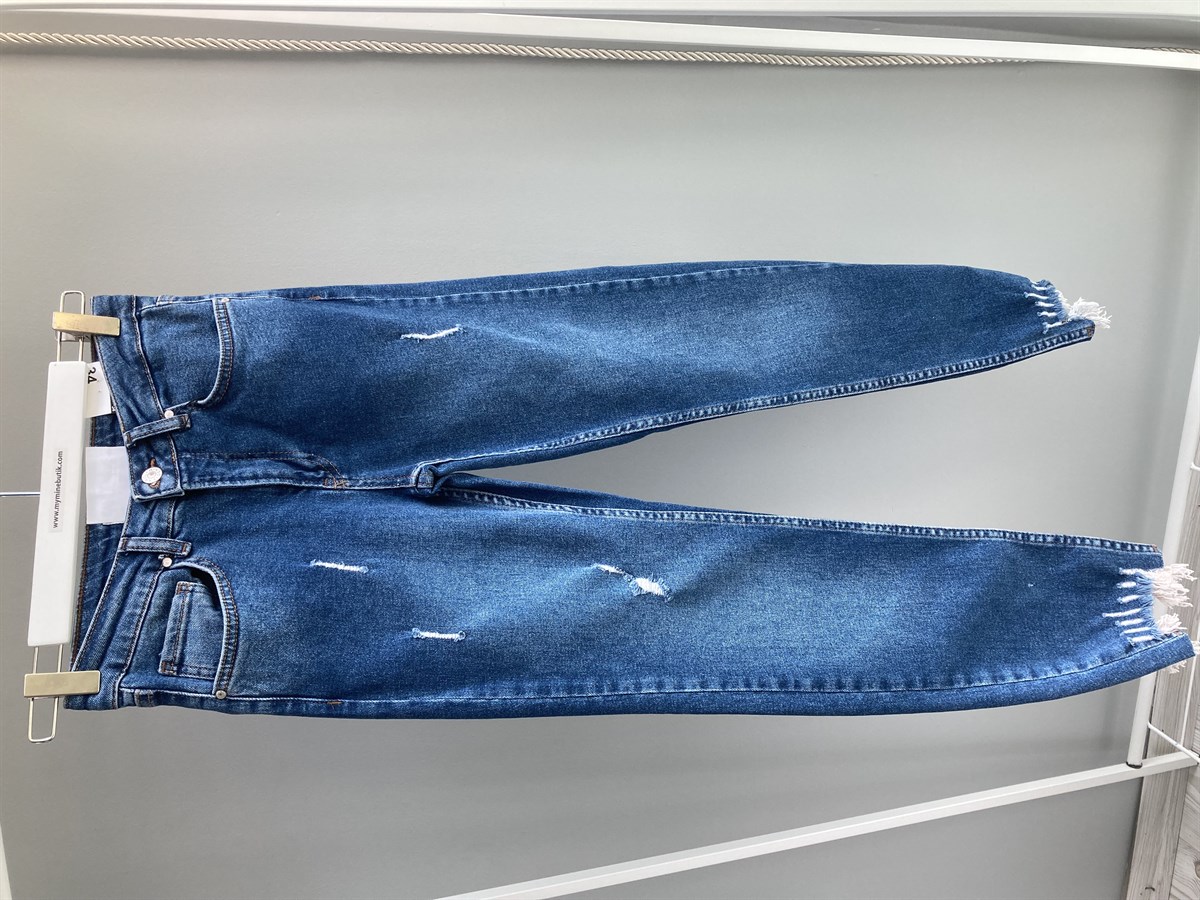 Mavi Saçaklı Slim Boyfriend