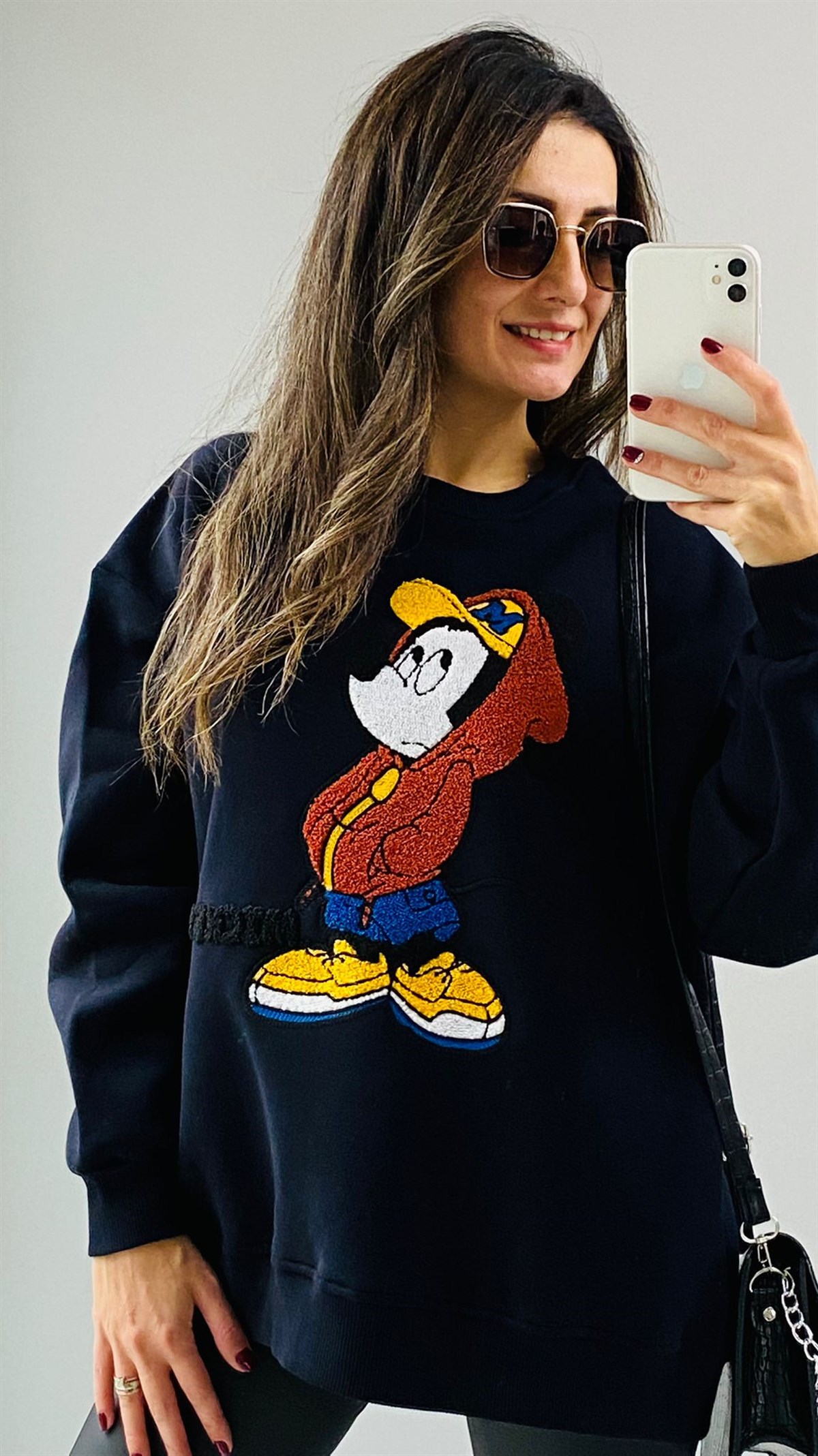 Lacivert Mickey Nakışlı Sweatshirt