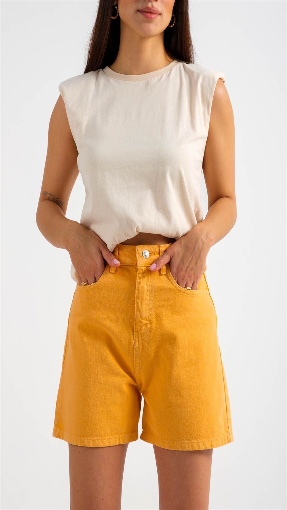 Orange Gabardin Şort