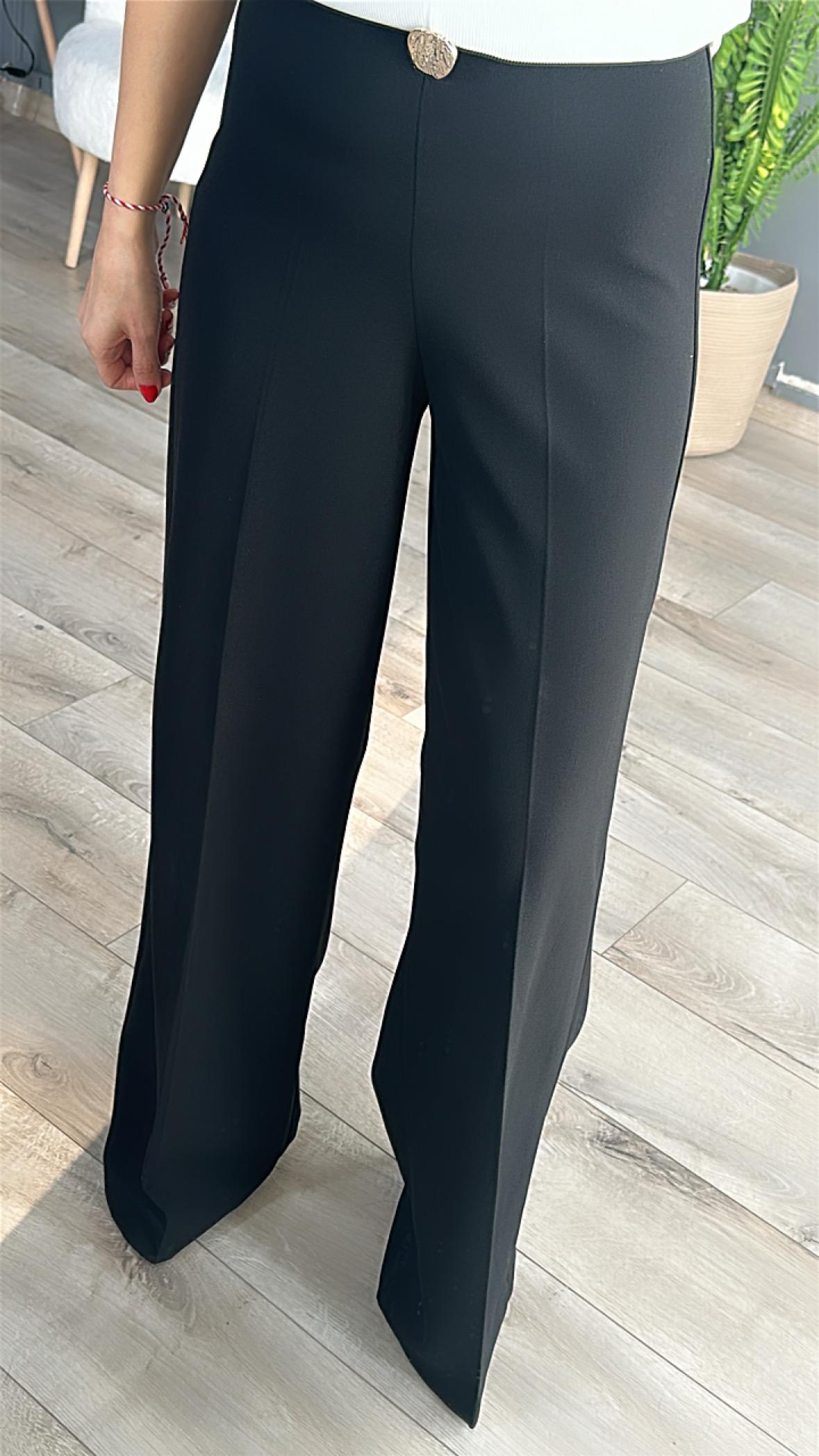 Siyah Bol Paça Pantolon