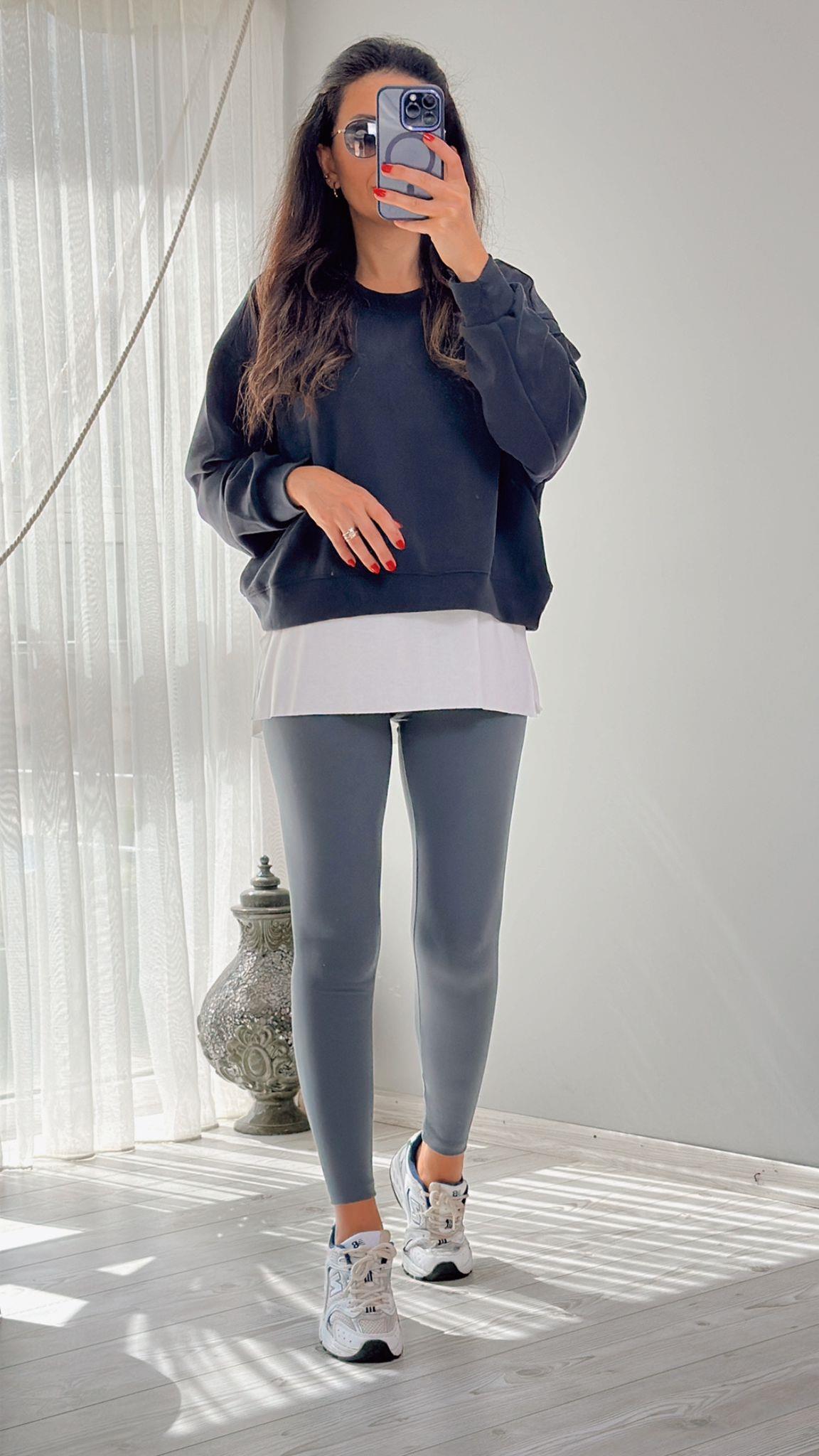 Gri Oysho Fit Özel Dokulu Toparlayıcı Tayt