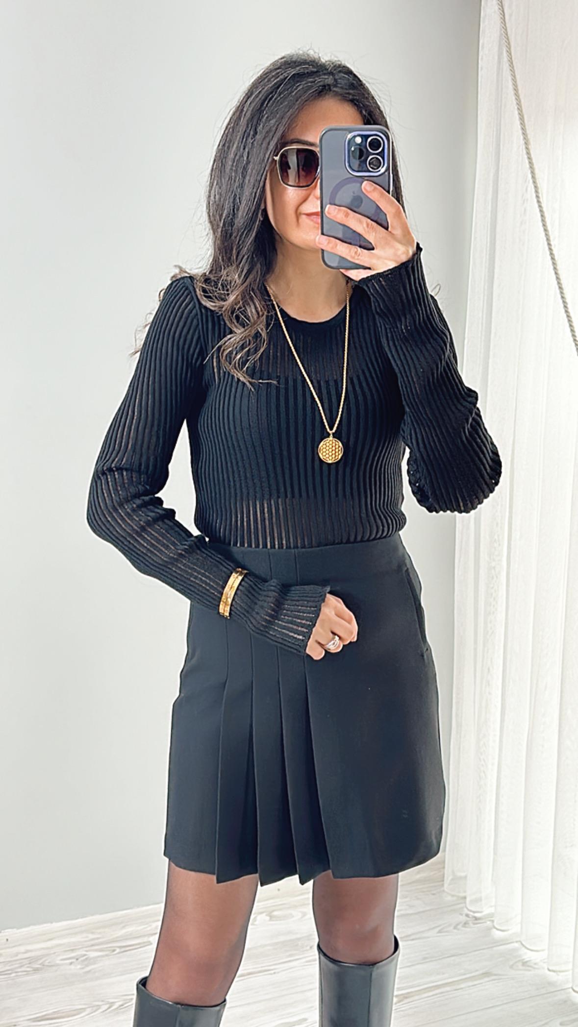 Siyah Transparan Bluz