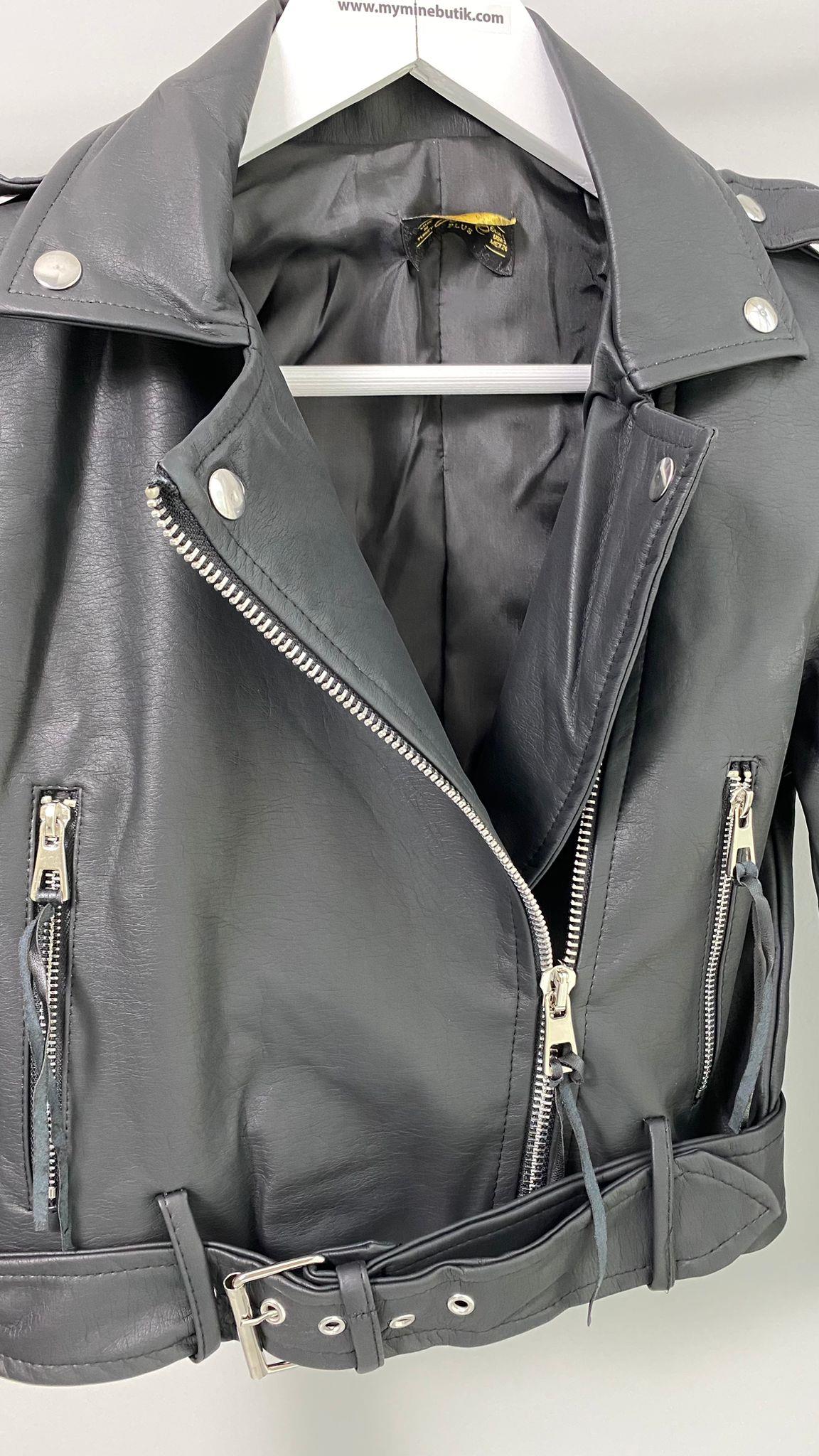 Siyah Biker Deri Ceket 