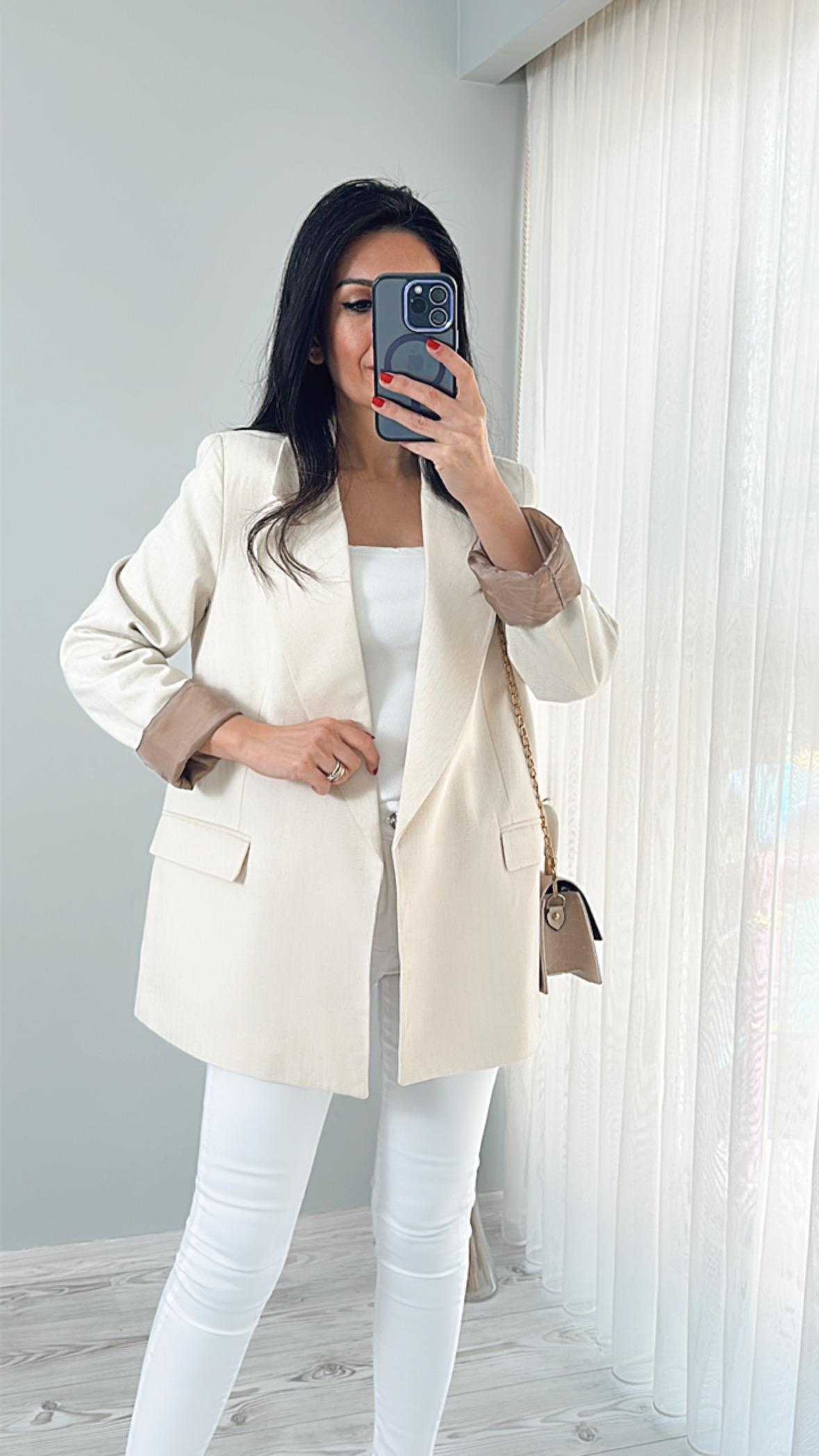 Taş Keten Astarlı Blazer Ceket