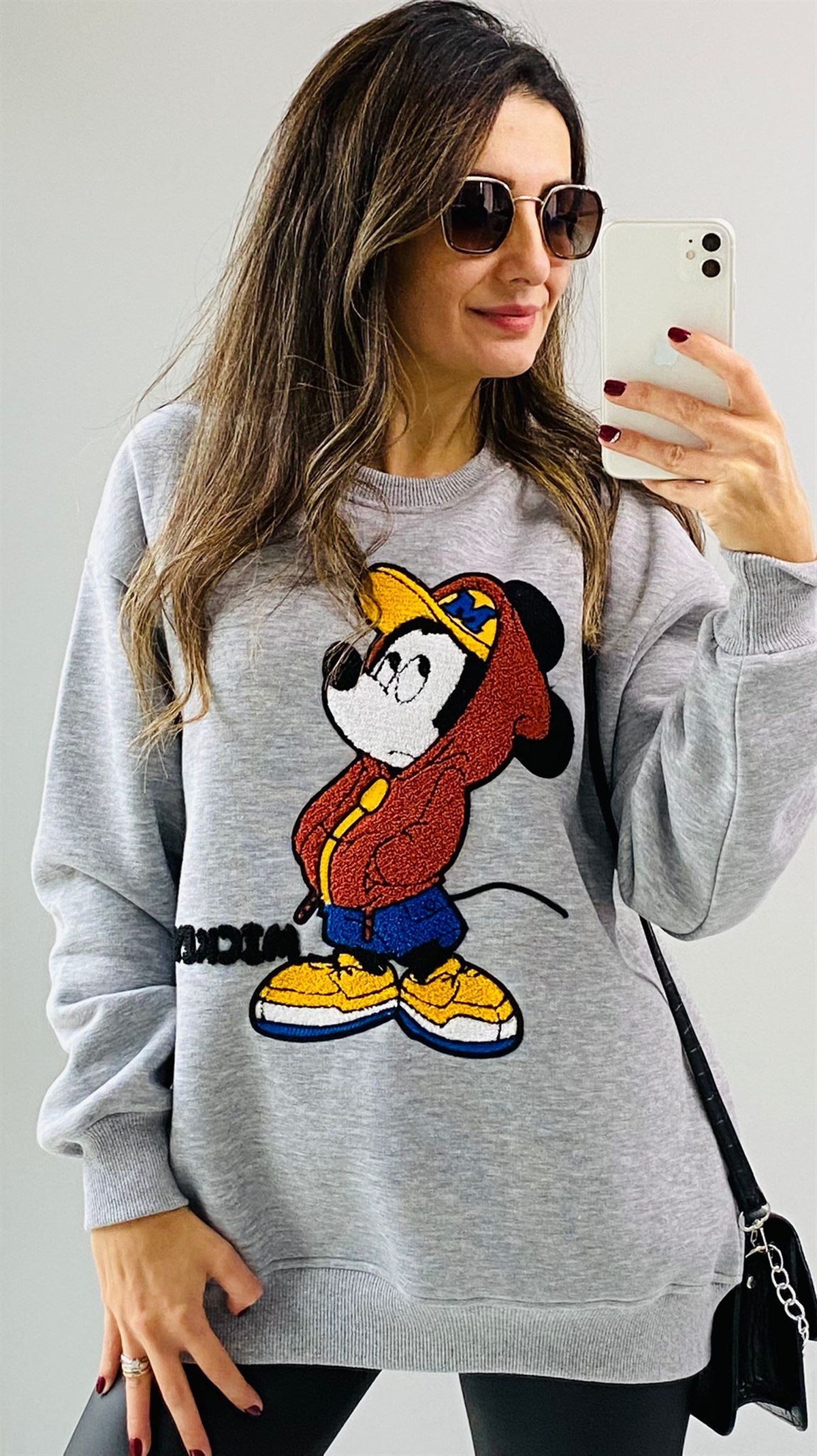 Gri Mickey Nakışlı Sweatshirt