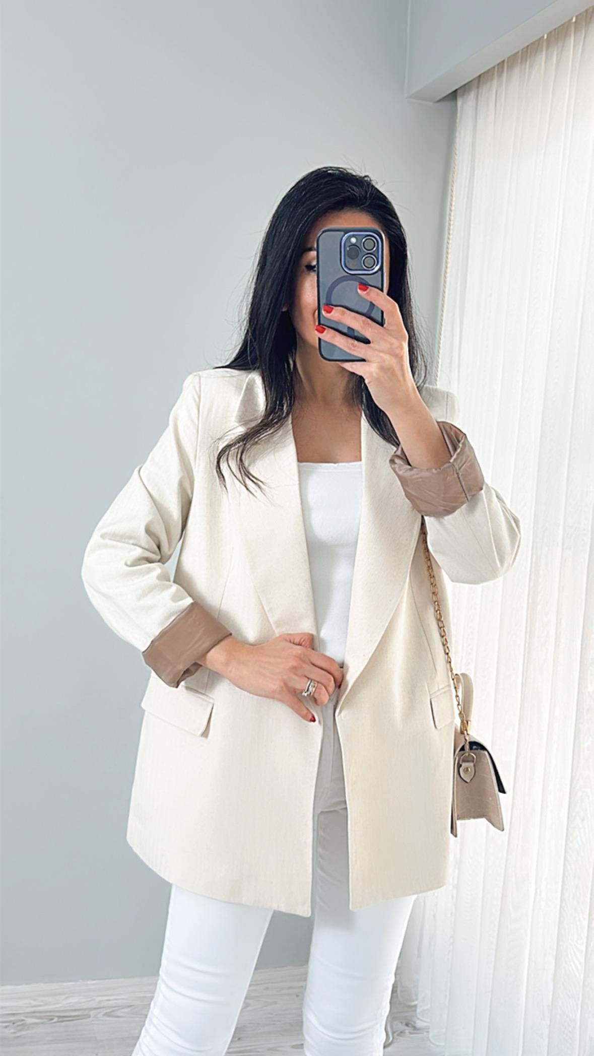 Taş Keten Astarlı Blazer Ceket