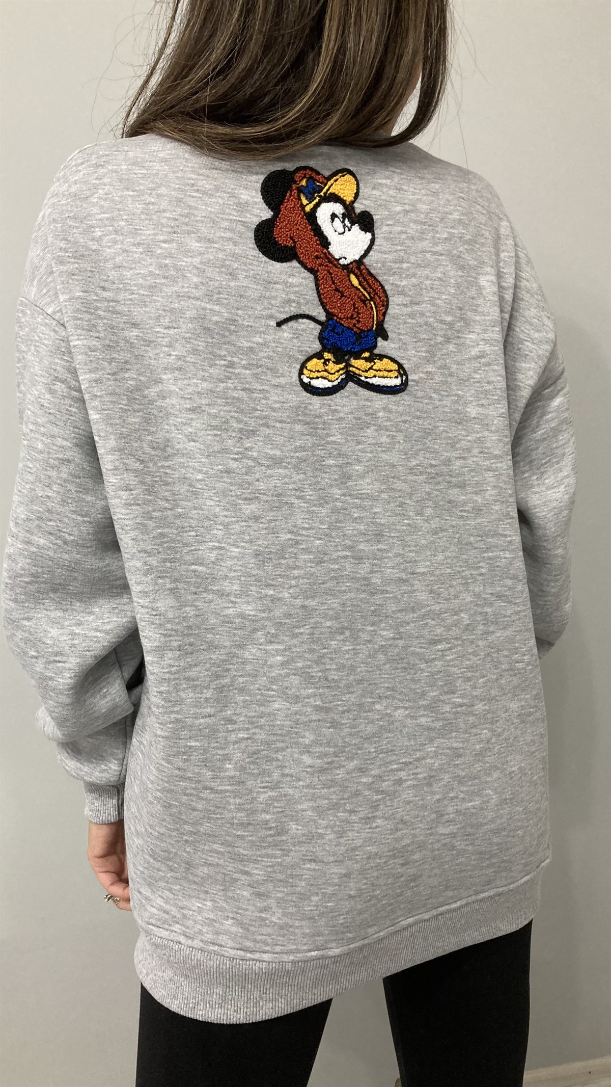 Gri Mickey Nakışlı Sweatshirt