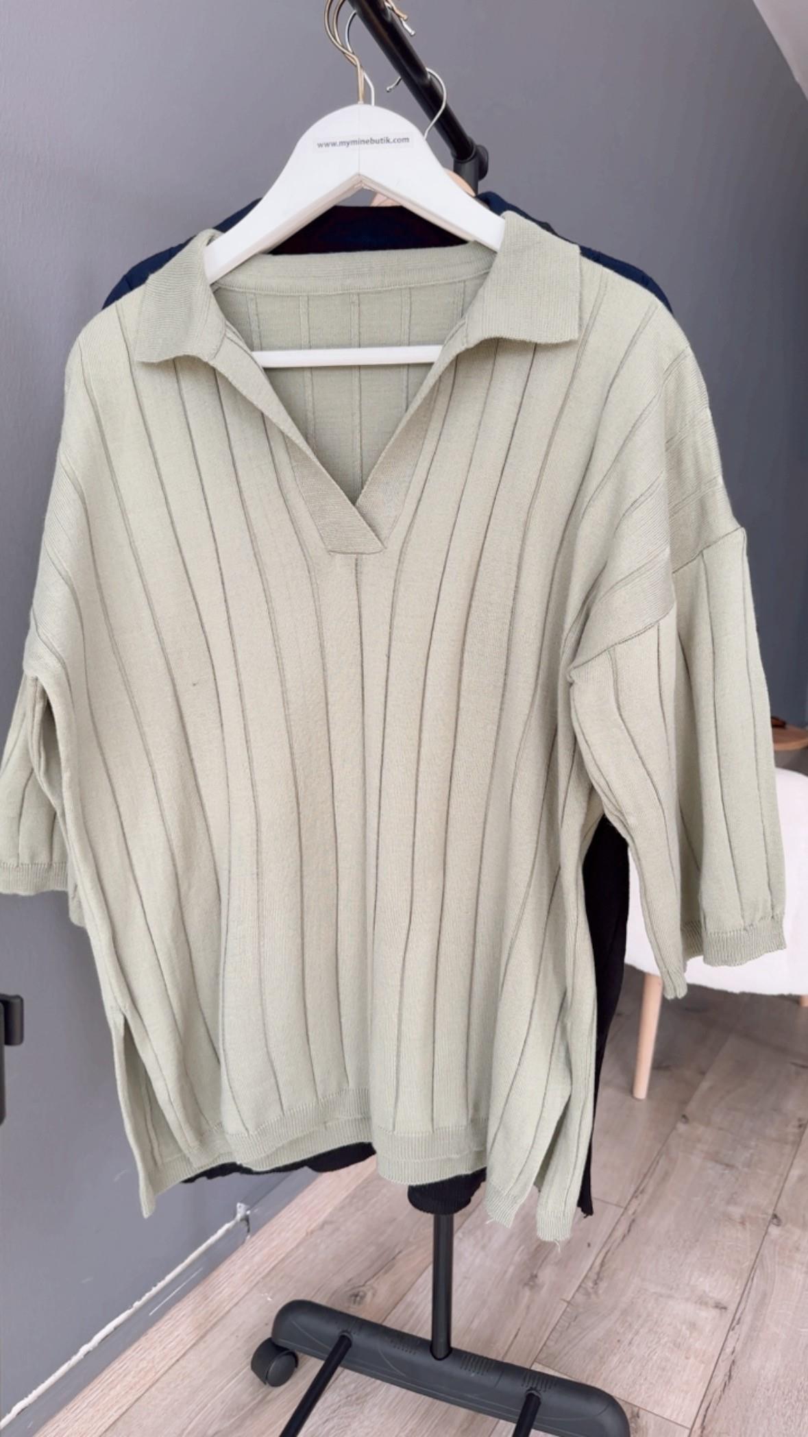 Mint Polo Yaka Fitilli Triko Takım