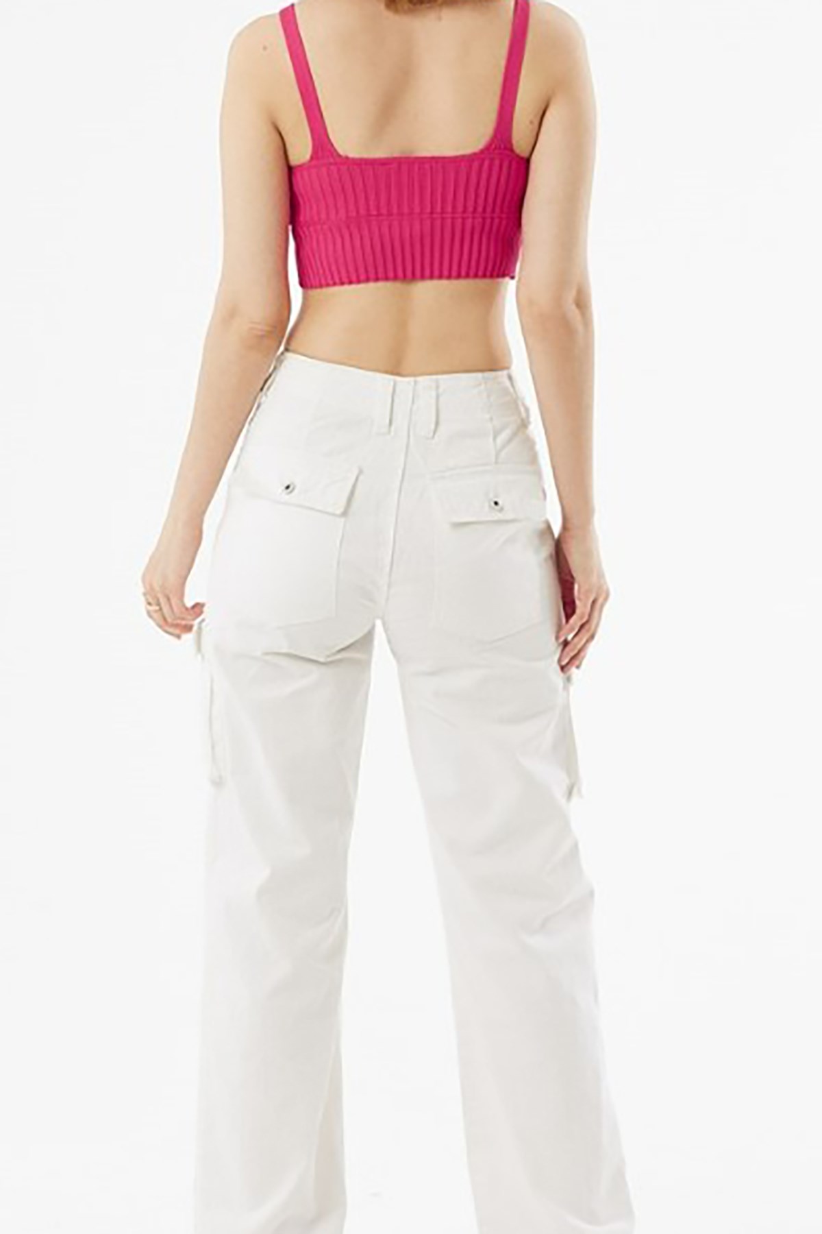 Fuşya Fitilli Triko Crop