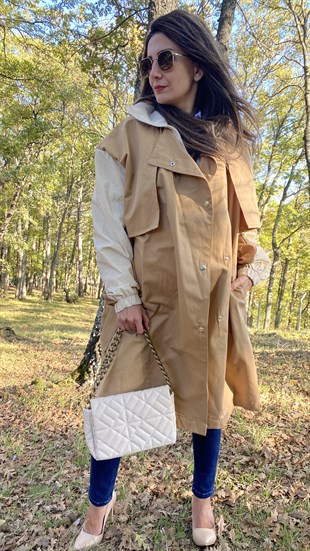Camel Beige Kemer Detaylı Trenç