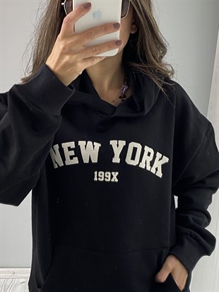 Siyah Newyork Baskılı Sweatshirt 