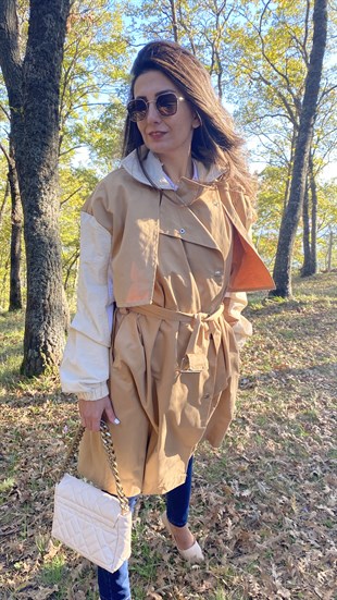 Camel Beige Kemer Detaylı Trenç