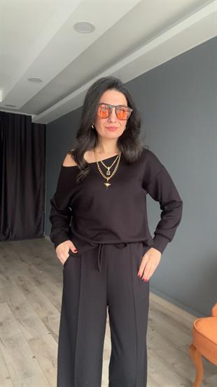Siyah Kayık Yaka Modal Takım