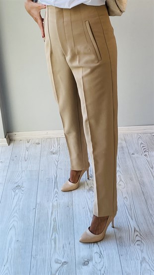 Bej Önü Flotalı Pantolon