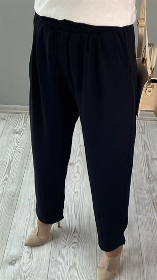 Siyah Beli Lastikli Havuç Paça Pantolon