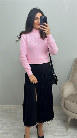 Pembe Yarım Balıkçı Taşlı Yumoş Kazak