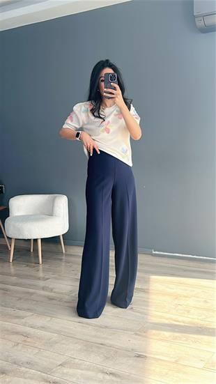 Lacivert Bol Paça Pantolon