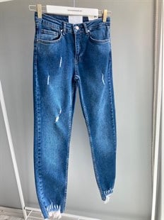 Mavi Saçaklı Slim Boyfriend