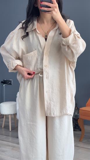 Taş Düşük Omuz Oversize Gömlek