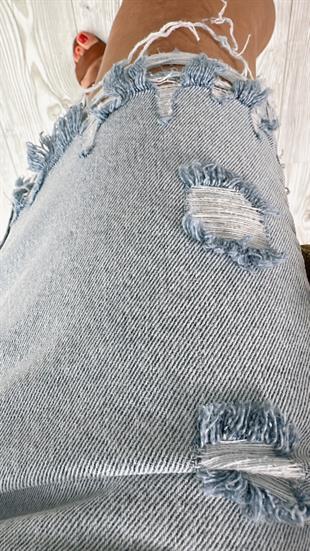 Mavi Denim Yırtık Detaylı Kot Etek