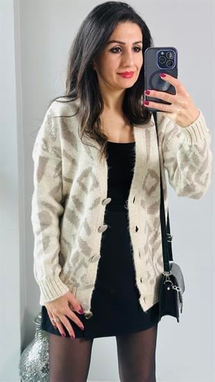 Vizon Leopar Desenli Hırka