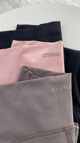 Pudra Oysho Fit Özel Dokulu Dikişli Toparlayıcı Tayt