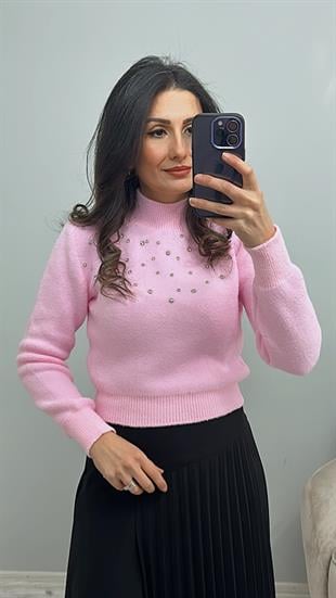 Pembe Yarım Balıkçı Taşlı Yumoş Kazak