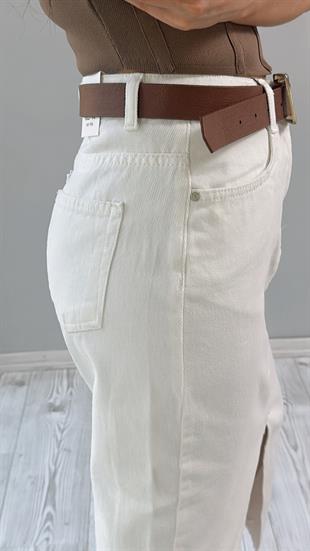Beyaz Denim Kot Etek