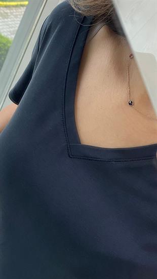 Antrasit V Yaka Modal Kumaş T-Shirt