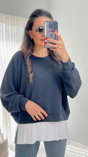 Antrasit Scuba Kumaş Sweatshirt