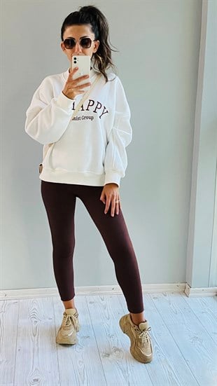 Ekru Madhappy Nakışlı Sweatshirt