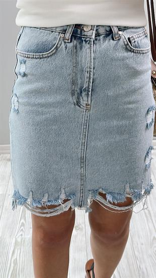 Mavi Denim Yırtık Detaylı Kot Etek