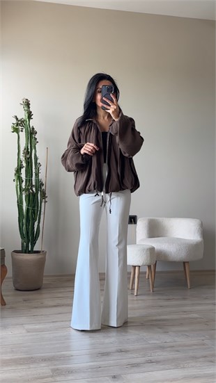Kahve Modal Kumaş Bomber Ceket