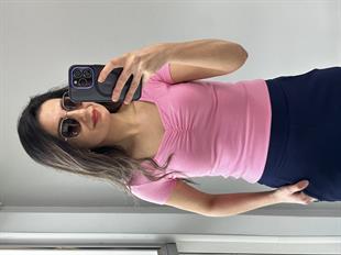 Pembe Büzgülü Önü Açık Bluz