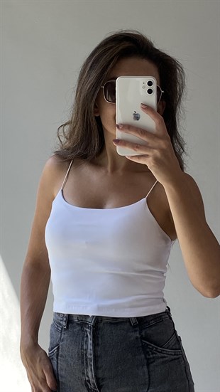 Beyaz Lastik Askılı Atlet