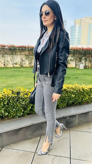 Siyah Biker Deri Ceket 