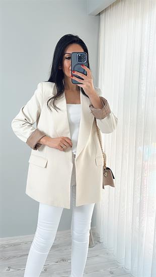 Taş Keten Astarlı Blazer Ceket