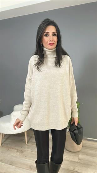 Taş Balıkçı Yaka Triko Kazak