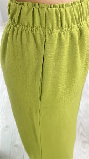 Fıstık Yeşili Keten Pantolon