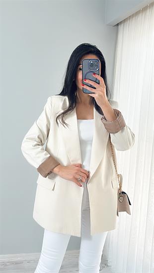 Taş Keten Astarlı Blazer Ceket