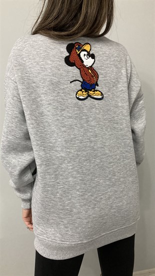 Gri Mickey Nakışlı Sweatshirt