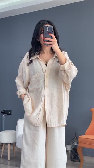 Taş Düşük Omuz Oversize Gömlek