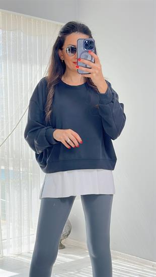 Antrasit Scuba Kumaş Sweatshirt