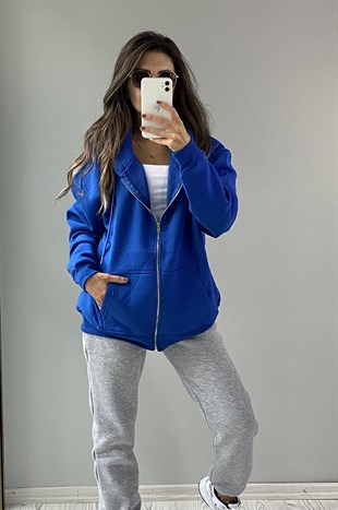 Saks Fermuarlı Basic Sweatshirt