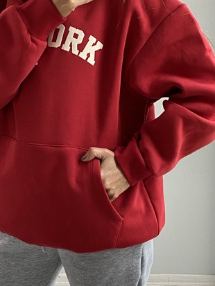 Kırmızı Newyork Baskılı Sweatshirt 