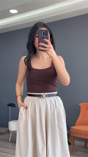 Kahve Önü Çift Kat Basic Atlet