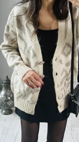 Vizon Leopar Desenli Hırka