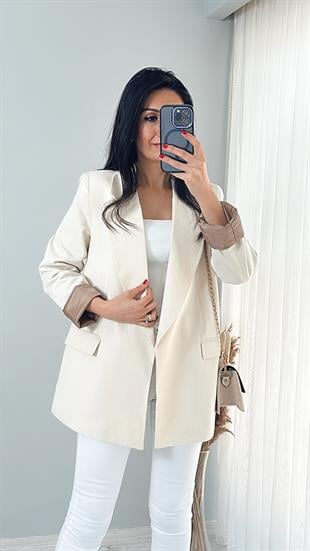 Taş Keten Astarlı Blazer Ceket