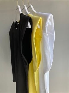 Beyaz Vatkalı Bisiklet Yaka Basic T-Shirt