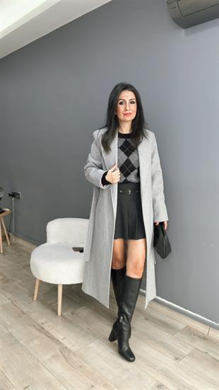 Gri Massi Kaşe Kaban